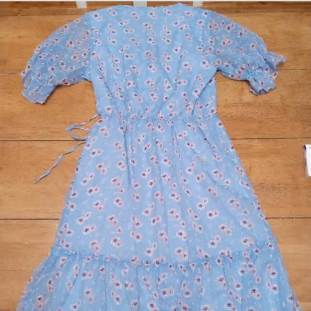 Code x Mode Floral Chiffon Ruffle Wrap Dress Size Small - Picture 4 of 5